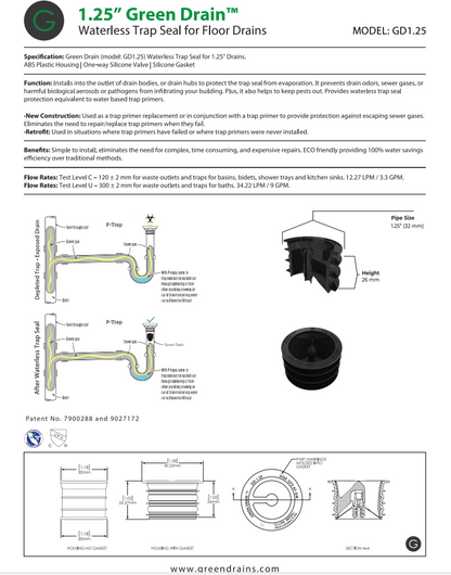 Green Drain Waterless Trap Seal